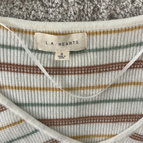 PACSUN (LA HEARTS) Cropped V-neck Striped Sweater - Picture 4 of 4
